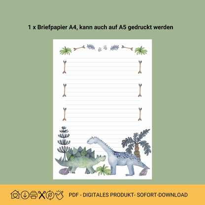 Briefpapier Set, Dinosaurier