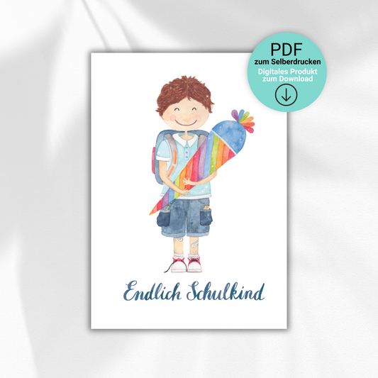 Grußkarte zur Einschulung Junge