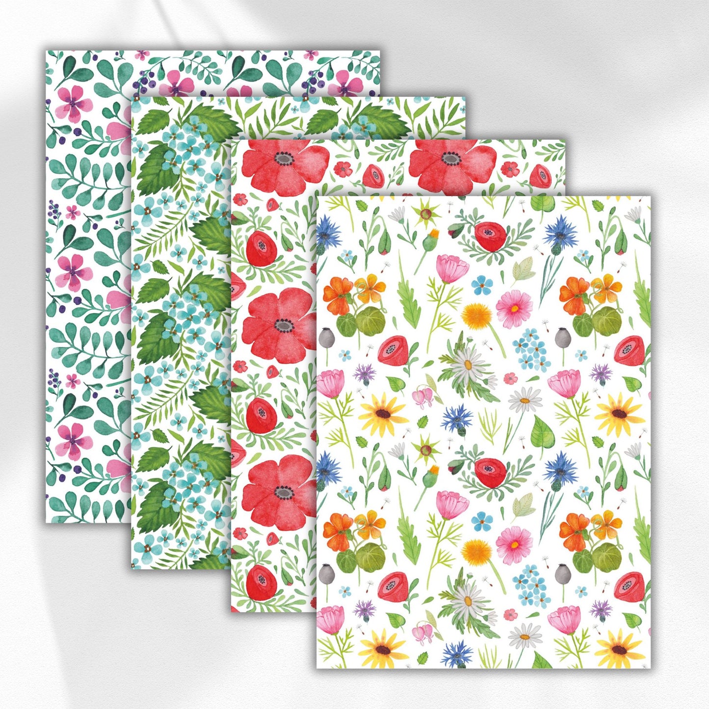 Geschenkpapier A4 zum Ausdrucken – Nachhaltiges Bastelpapier mit Blumenmotiven
