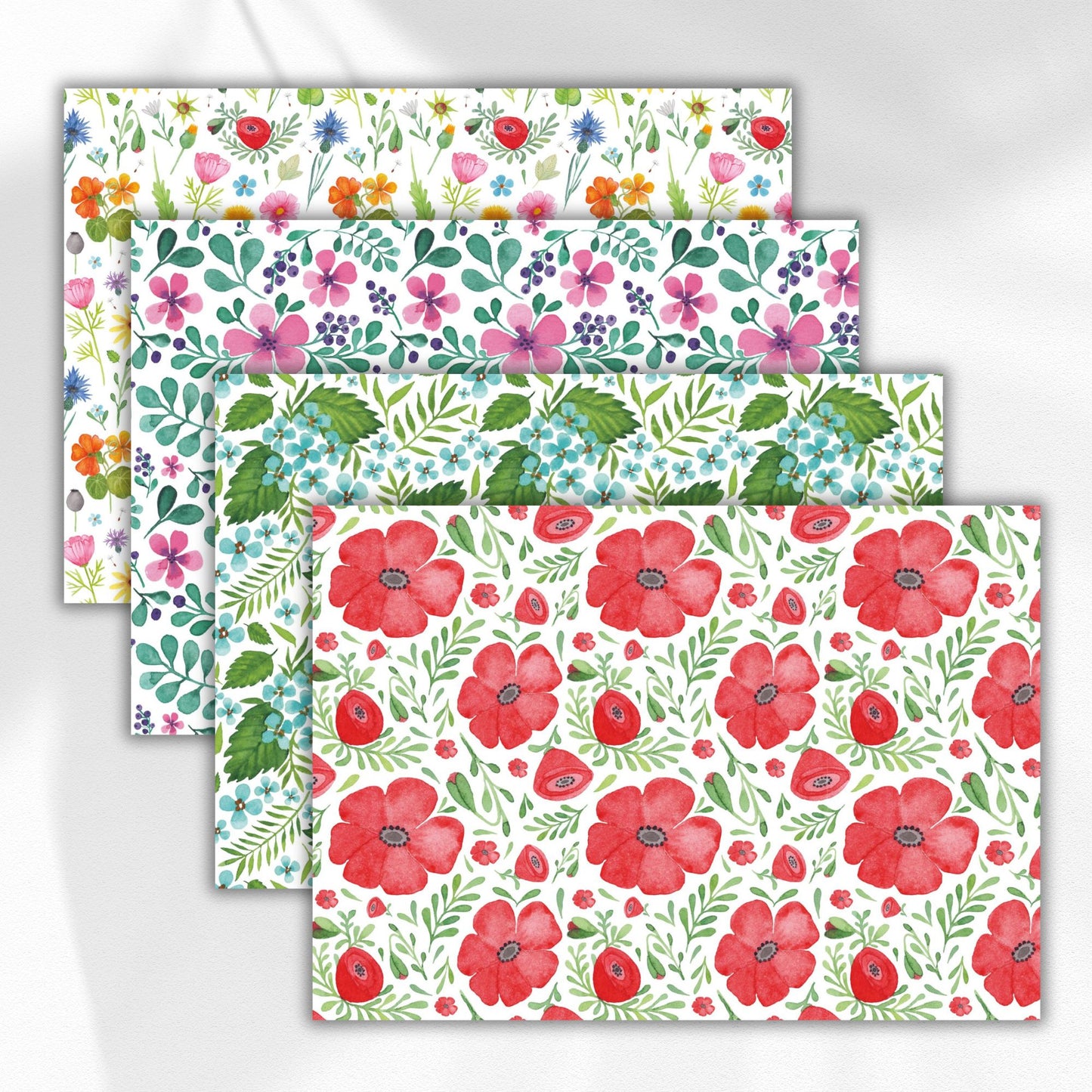 Geschenkpapier A4 zum Ausdrucken – Nachhaltiges Bastelpapier mit Blumenmotiven