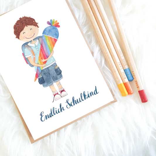 Grußkarte zur Einschulung Junge