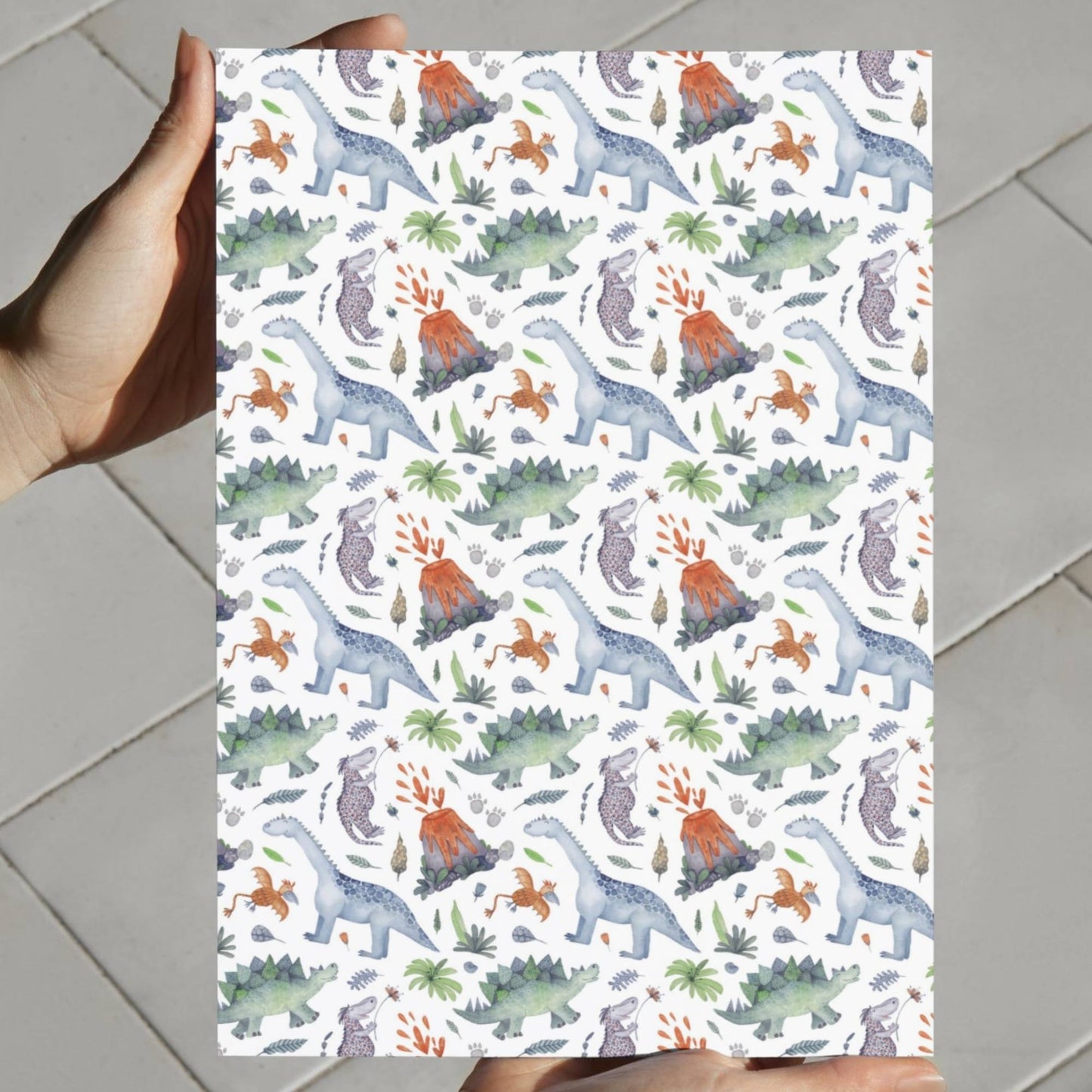 Geschenkpapier Dinosaurier A4 zum Ausdrucken – 4 Motive Urzeit & Dino