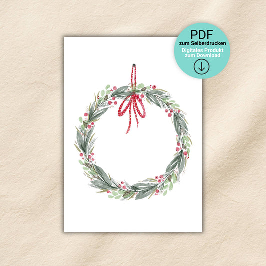 Weihnachtskarte schlichter Kranz