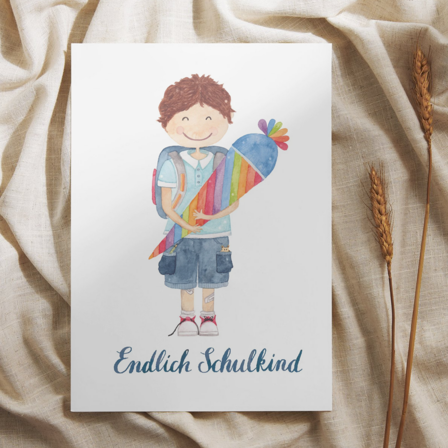 Grußkarte zur Einschulung Junge