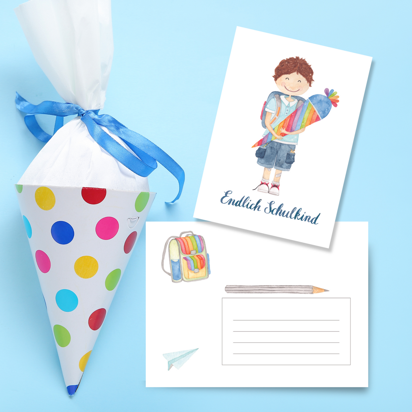 Grußkarte zur Einschulung Junge