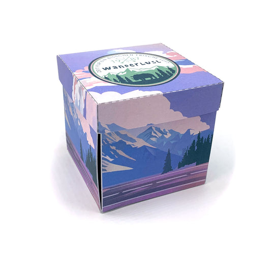 Explosionsbox Wander-Gutschein - Pop-Up Geschenkbox „Wanderlust Gutschein für Wanderfans“, PDF Bastelvorlage