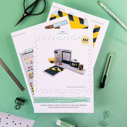 Explosionsbox Baumarkt-Gutschein – Pop-Up Geschenkbox „Baumarkt Gutschein für Papa oder Opa", PDF Bastelvorlage
