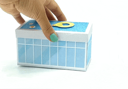 Explosionsbox Schwimmbad-Gutschein - Pop-Up Geschenkbox Schwimmbad, PDF Bastelvorlage
