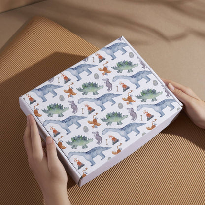 Geschenkpapier Dinosaurier A4 zum Ausdrucken – 4 Motive Urzeit & Dino