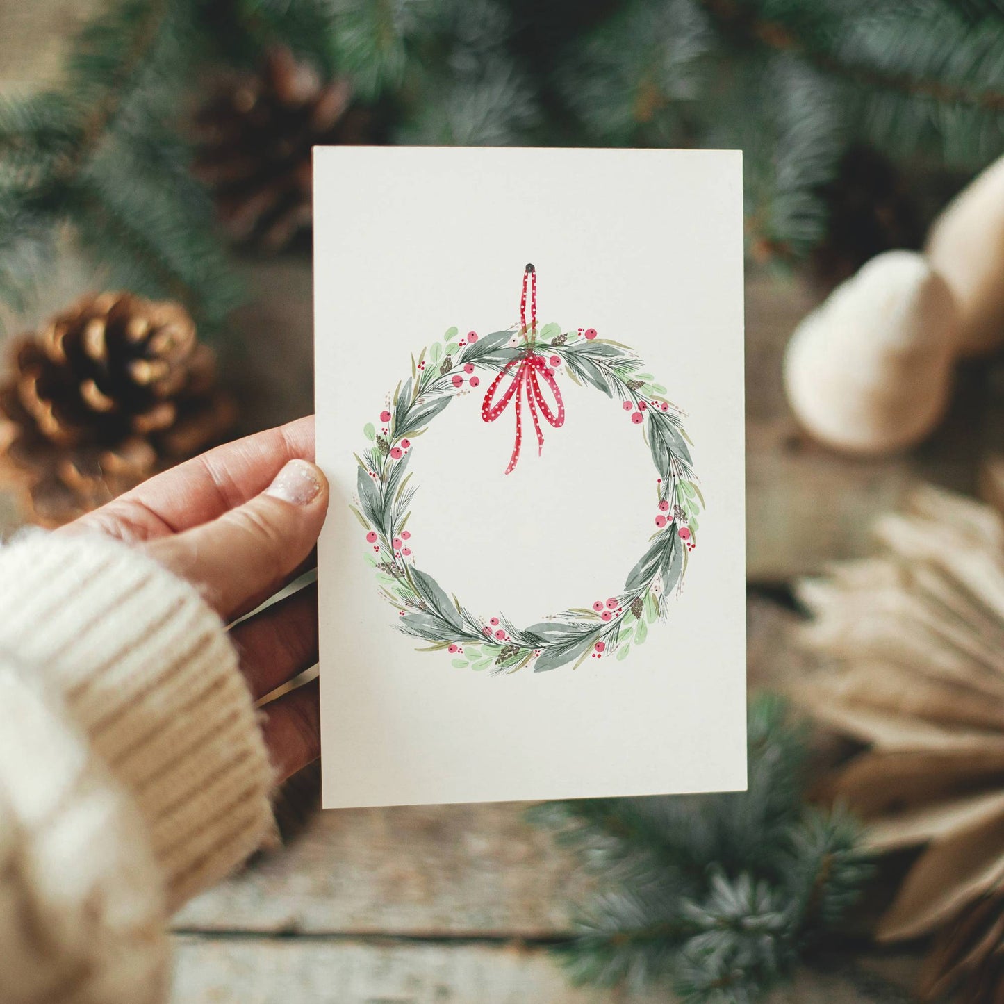 Weihnachtskarte schlichter Kranz