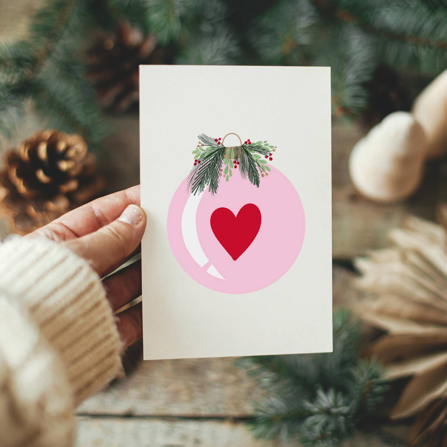 Weihnachtskarte Weihnachtskugel mit Herz