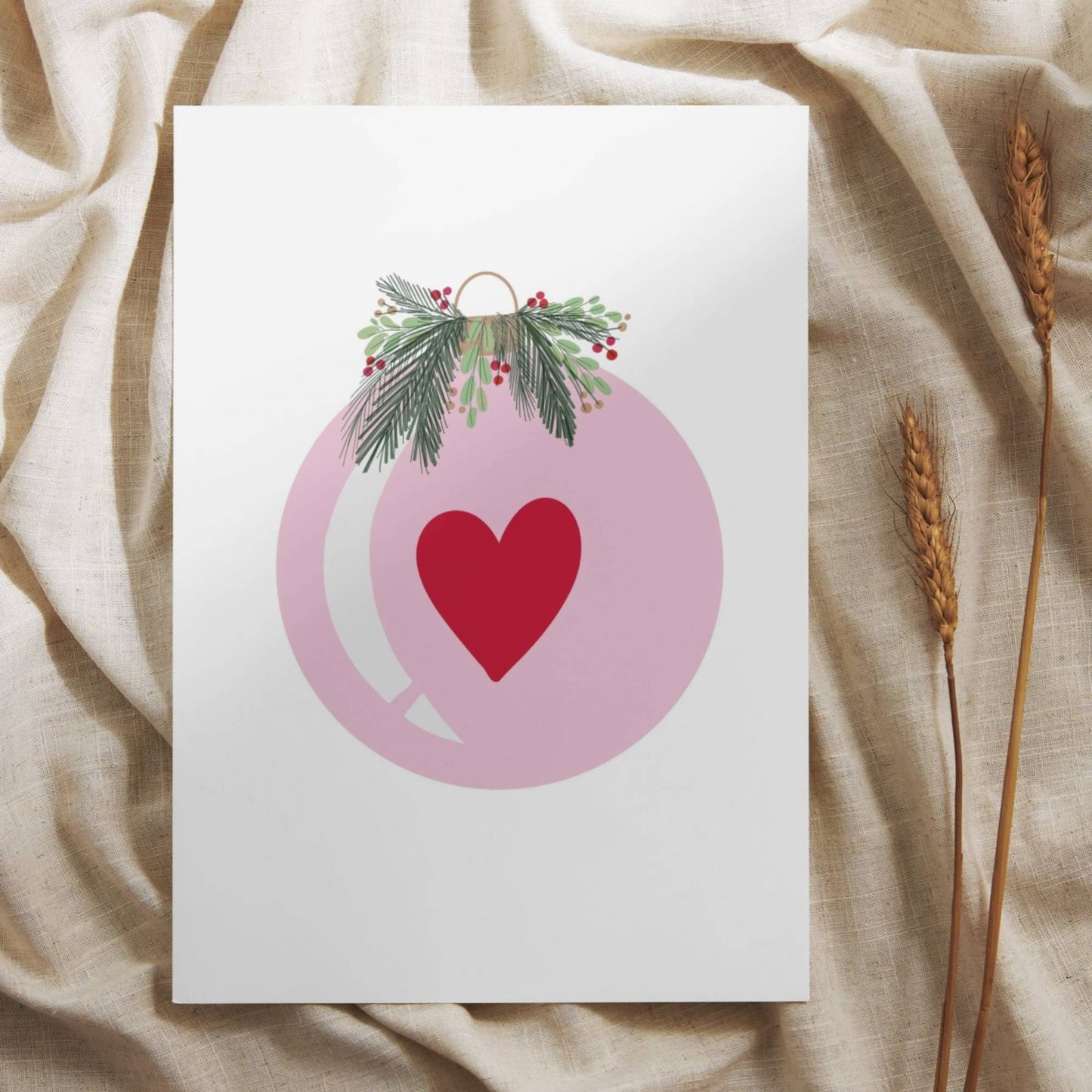 Weihnachtskarte Weihnachtskugel mit Herz