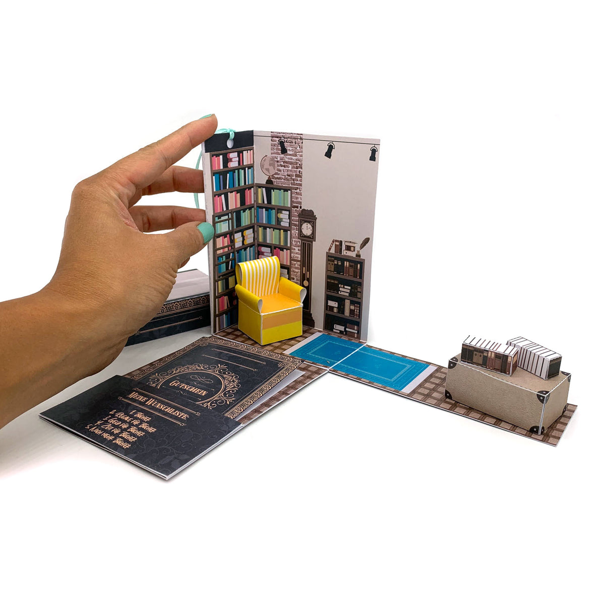 Explosionsbox Buch-Gutschein - Pop-Up Geschenkbox Buch, PDF Bastelvorlage
