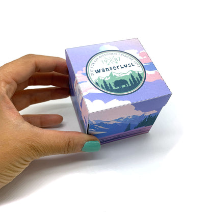 Explosionsbox Wander-Gutschein - Pop-Up Geschenkbox „Wanderlust Gutschein für Wanderfans“, PDF Bastelvorlage