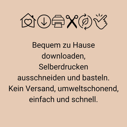 Grußkarte Ente mit Herz – Klappkarte A6 zum Ausdrucken, PDF Druckvorlage mit Umschlag